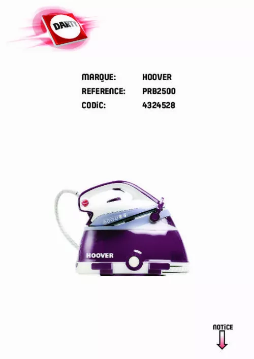 Mode d'emploi HOOVER IRONVISION 360° PRB2500B 011