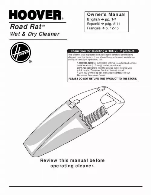 Mode d'emploi HOOVER ROAD RAT