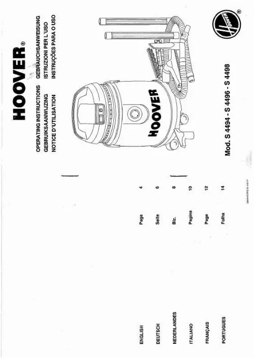 Mode d'emploi HOOVER S 4496