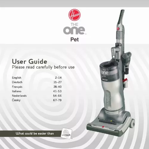 Mode d'emploi HOOVER THE ONE PET