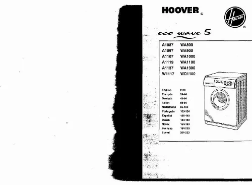 Mode d'emploi HOOVER W 1117