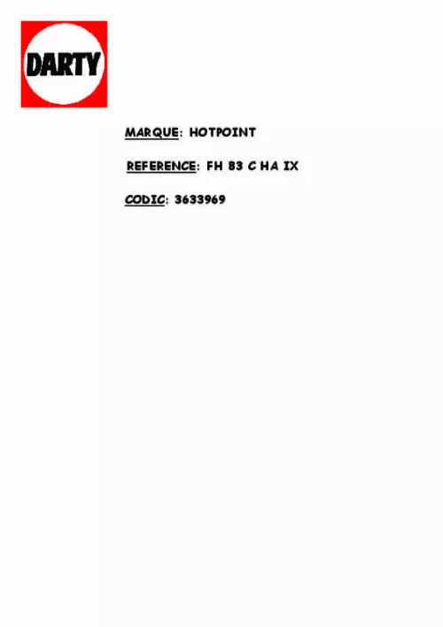 Mode d'emploi HOTPOINT-ARISTON FH 83 C IX/HA S & FH83CIXHA