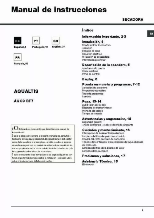 Mode d'emploi HOTPOINT AQC9 BF7 T1