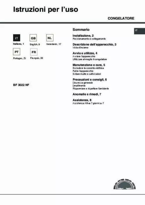 Mode d'emploi HOTPOINT BF3022NF