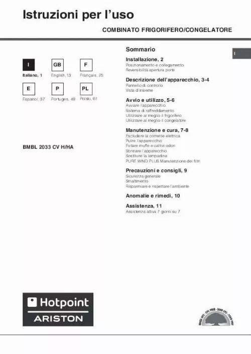 Mode d'emploi HOTPOINT BMBL 2033 CV H/HA