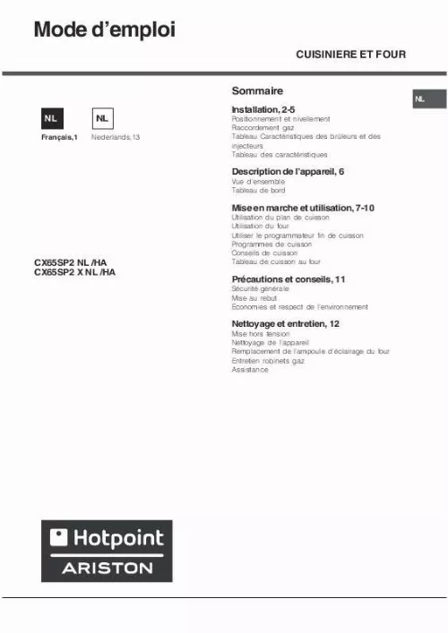 Mode d'emploi HOTPOINT CX65SP2 X NL /HA