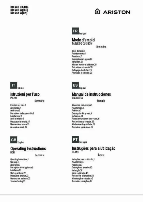 Mode d'emploi HOTPOINT DD 642 /A