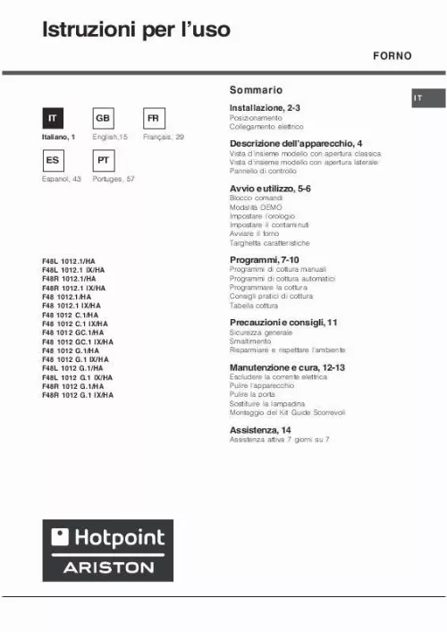 Mode d'emploi HOTPOINT F48L 1012 G.1 IX/HA