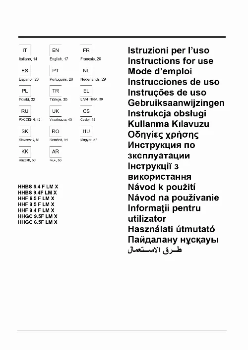 Mode d'emploi HOTPOINT HHBS 9.4F LM X