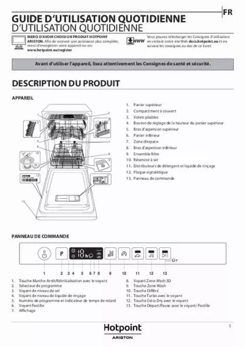 Mode d'emploi HOTPOINT HSIO3O23WFE