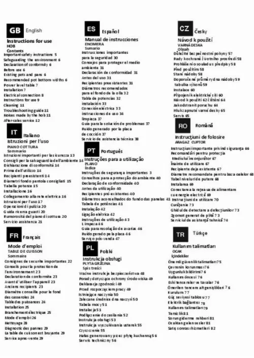 Mode d'emploi HOTPOINT KIA 641 B B