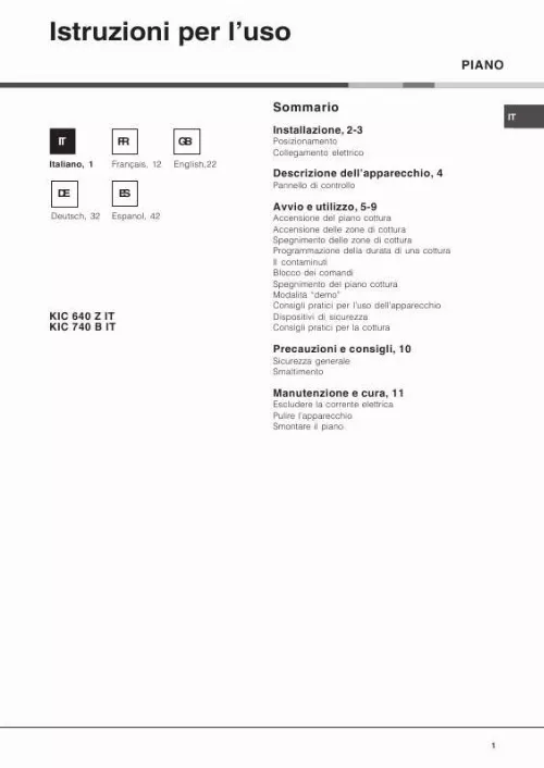 Mode d'emploi HOTPOINT KIC 740 B IT