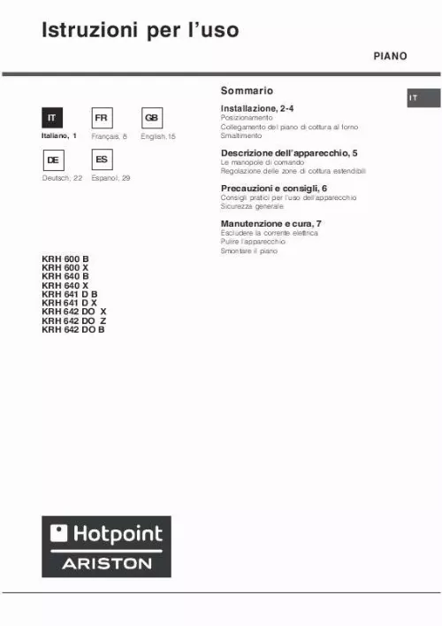 Mode d'emploi HOTPOINT KRH 642 DO X