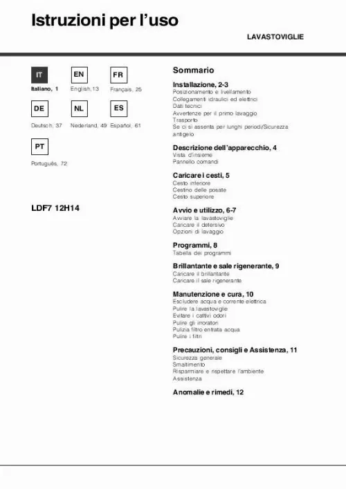 Mode d'emploi HOTPOINT LDF7 12H14X