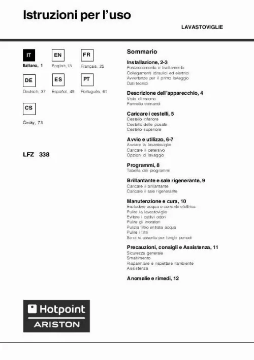 Mode d'emploi HOTPOINT LFZ 338 A IX/HA