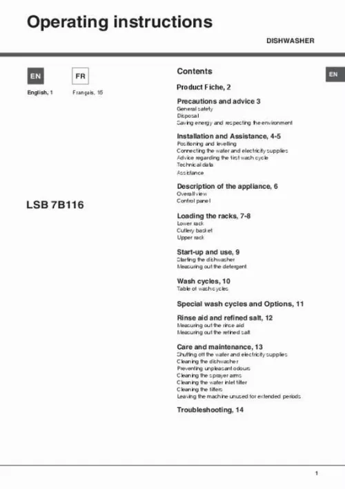 Mode d'emploi HOTPOINT LSB 7B116 X EU