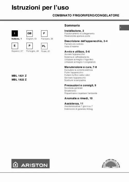 Mode d'emploi HOTPOINT MBL 1822 Z