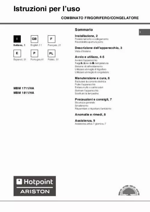 Mode d'emploi HOTPOINT MBM 1711/HA