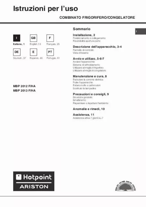 Mode d'emploi HOTPOINT MBP 2012 F/HA