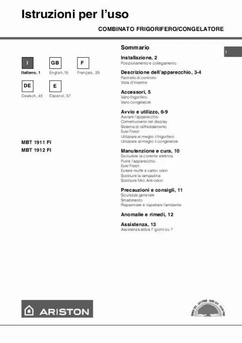 Mode d'emploi HOTPOINT MBT 1911 FI