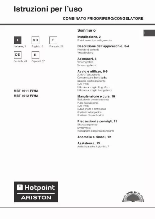 Mode d'emploi HOTPOINT MBT 1912 FI/HA