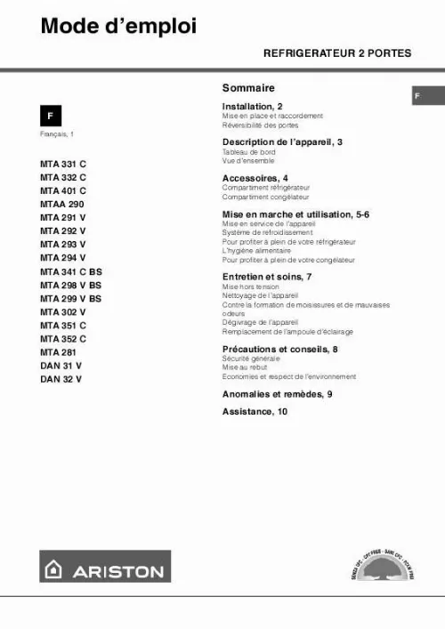 Mode d'emploi HOTPOINT MTA 341 C BS