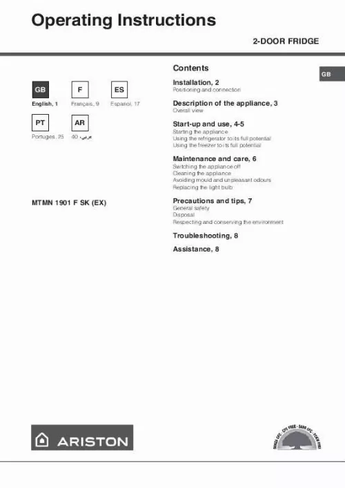 Mode d'emploi HOTPOINT MTMN 1901 F SK