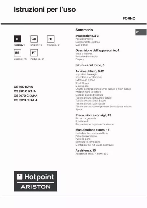 Mode d'emploi HOTPOINT OS 992D C IX/HA