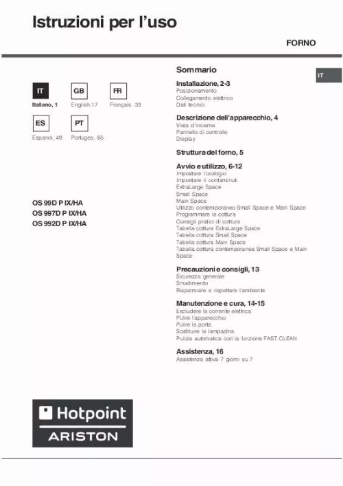 Mode d'emploi HOTPOINT OS 992D P IX/HA