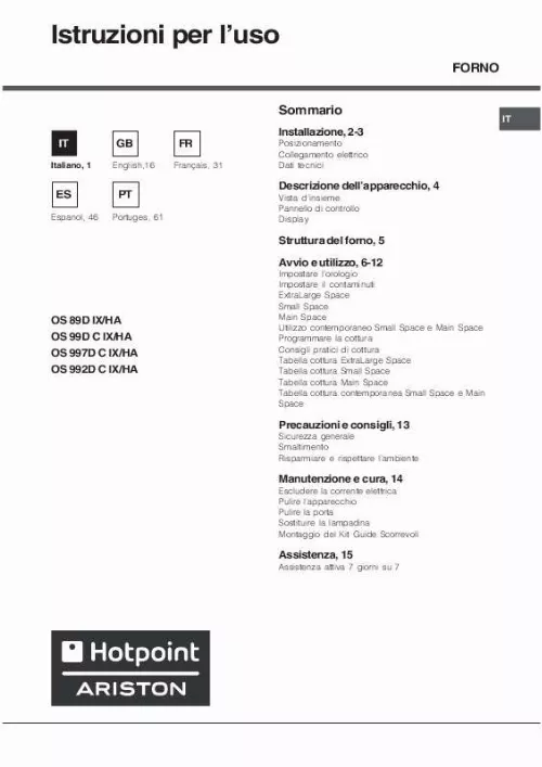 Mode d'emploi HOTPOINT OS 997D C IX/HA