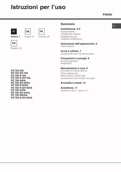 Mode d'emploi HOTPOINT PZ 750 R GH K /HA