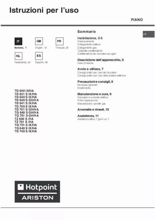 Mode d'emploi HOTPOINT TD 631 S