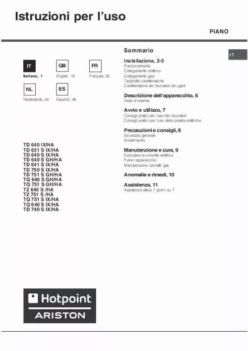 Mode d'emploi HOTPOINT TZ 640 S