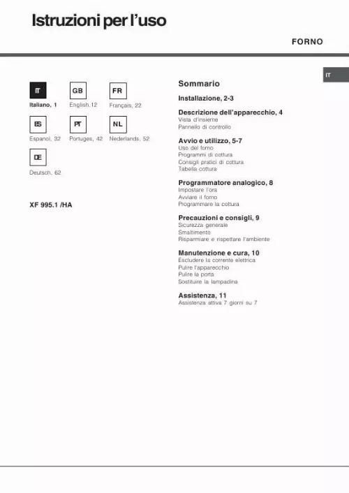 Mode d'emploi HOTPOINT XF 995.1 /HA