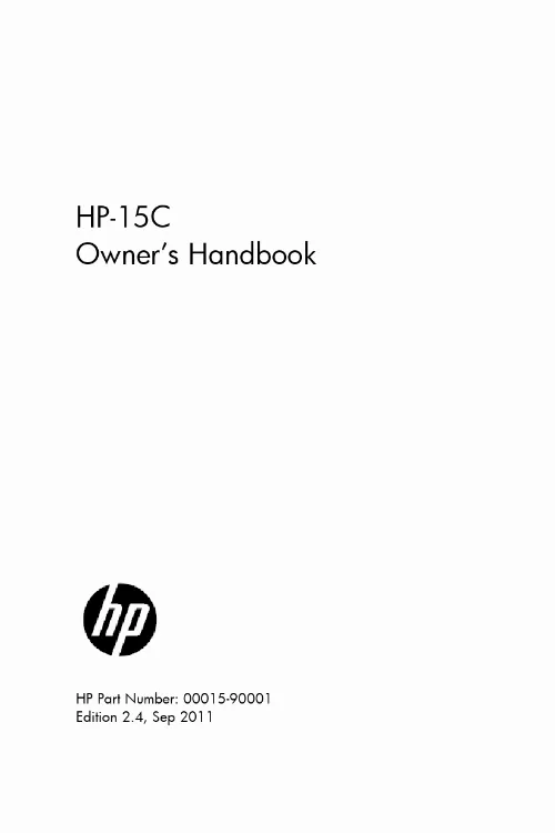 Mode d'emploi HP 15C