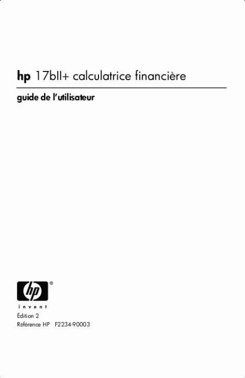 Mode d'emploi HP 17bii+ financial business calculator