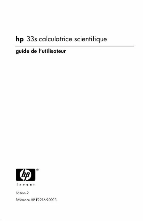 Mode d'emploi HP 33 S