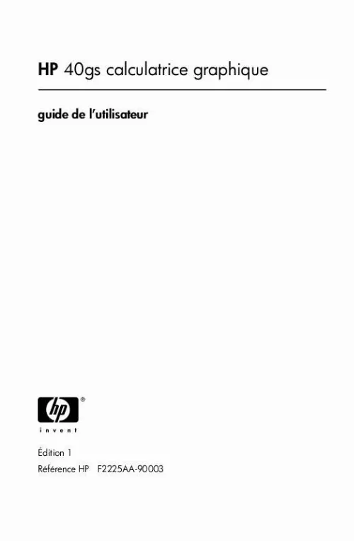 Mode d'emploi HP 40GS GRAPHING CALCULATOR