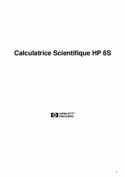 Mode d'emploi HP 6S SOLAR SCIENTIFIC CALCULATOR
