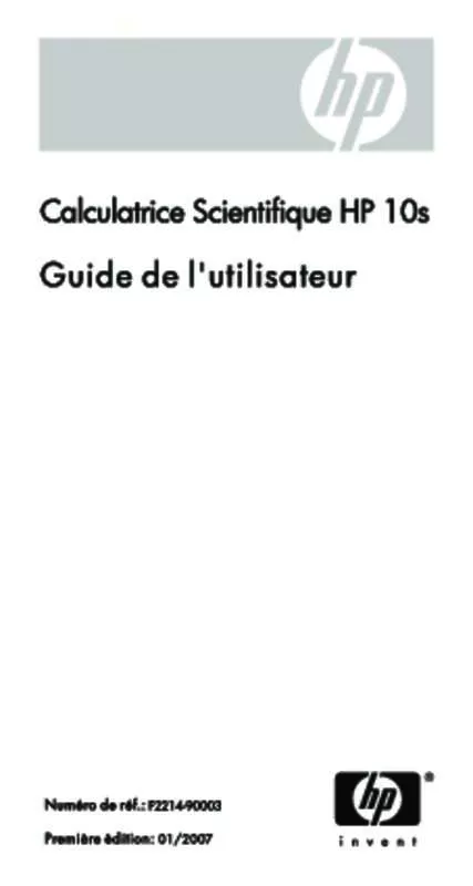 Mode d'emploi HP CALCULATRICE 10S