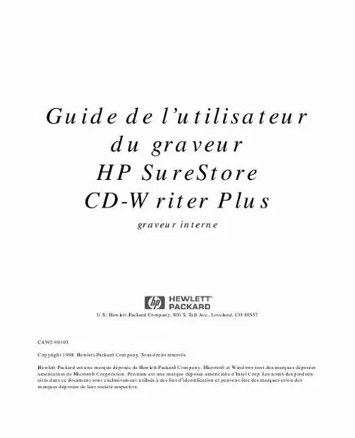Mode d'emploi HP CD-WRITER 8100