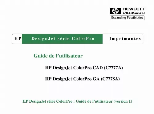 Mode d'emploi HP DESIGNJET COLORPRO CAD PRINTER
