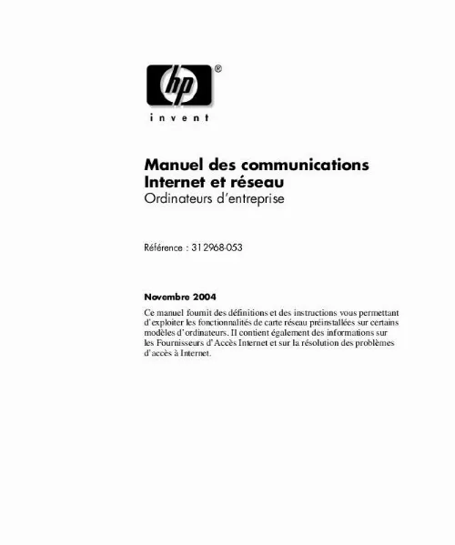 Mode d'emploi HP DX5150 MICROTOWER PC