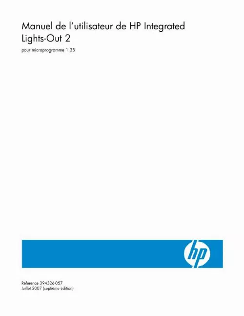 Mode d'emploi HP INTEGRATED LIGHTS-OUT 2 (ILO 2) STANDARD FIRMWARE