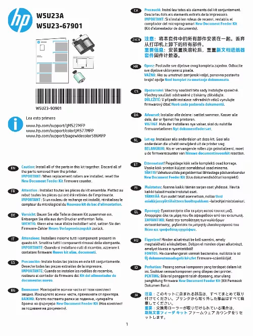 Mode d'emploi HP PAGEWIDE ENTERPRISE COLOR MFP 586DN