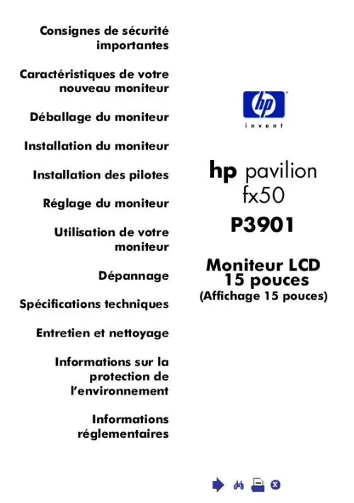 Mode d'emploi HP PAVILION 15 INCH FLAT PANEL MONITORS
