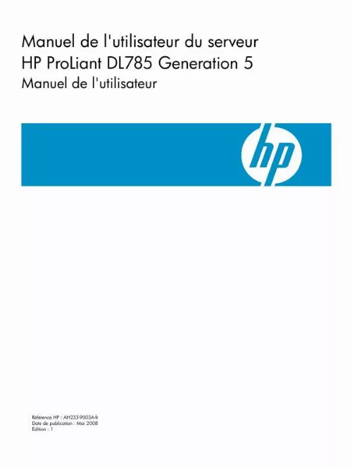Mode d'emploi HP PROLIANT DL785 G5 SERVER