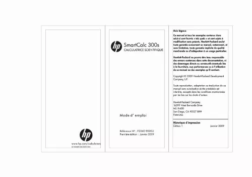 Mode d'emploi HP SMARTCALC 300S COLLEGE