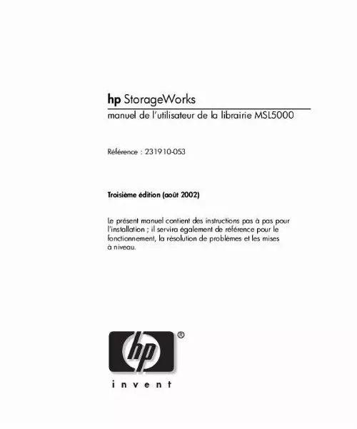 Mode d'emploi HP STORAGEWORKS MSL5000 TAPE LIBRARY