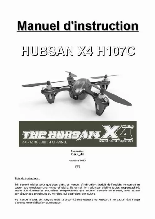 Mode d'emploi HUBSAN X4 (H107) RTF